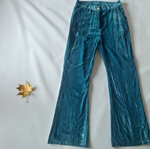 Cider Teal Velvet Flare Trousers